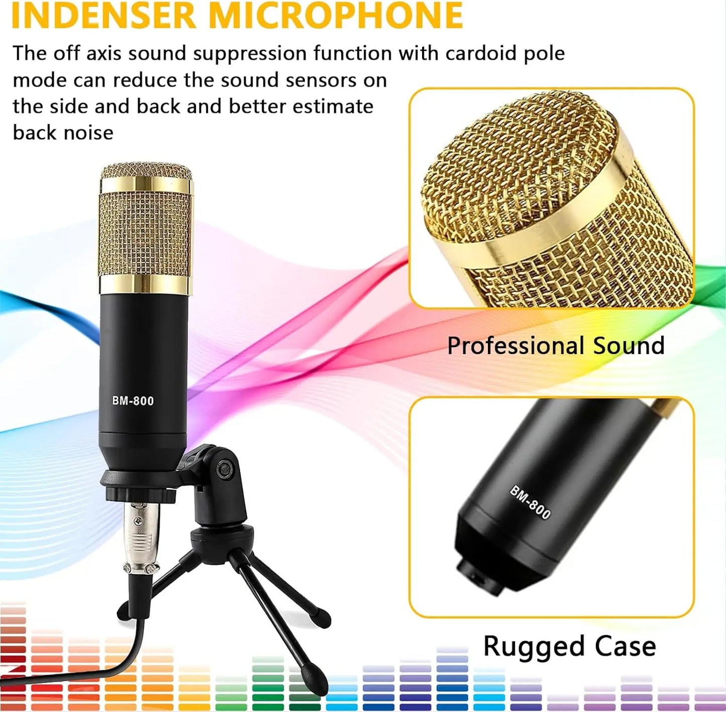 Podcast Equipment Bundle,Condenser Microphone with Tripod Stand and Professional Audio Mixer for Streaming Broadcast