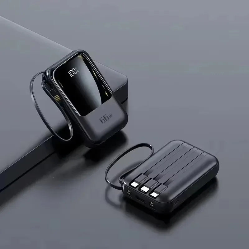 66W Fast Charging Mini Comes with Line Power Bank 20000 MAh Large Capacity Fast Charging Portable Mobile Power Supply for Xiaomi