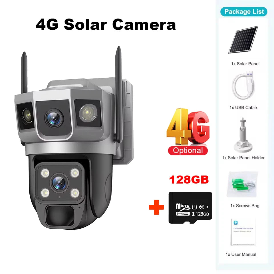4G Camera Solar Powered Built in Battery WiFi Security Smart Home Video Surveillance HD Night Vision Outdoor Wireless IP CCTV