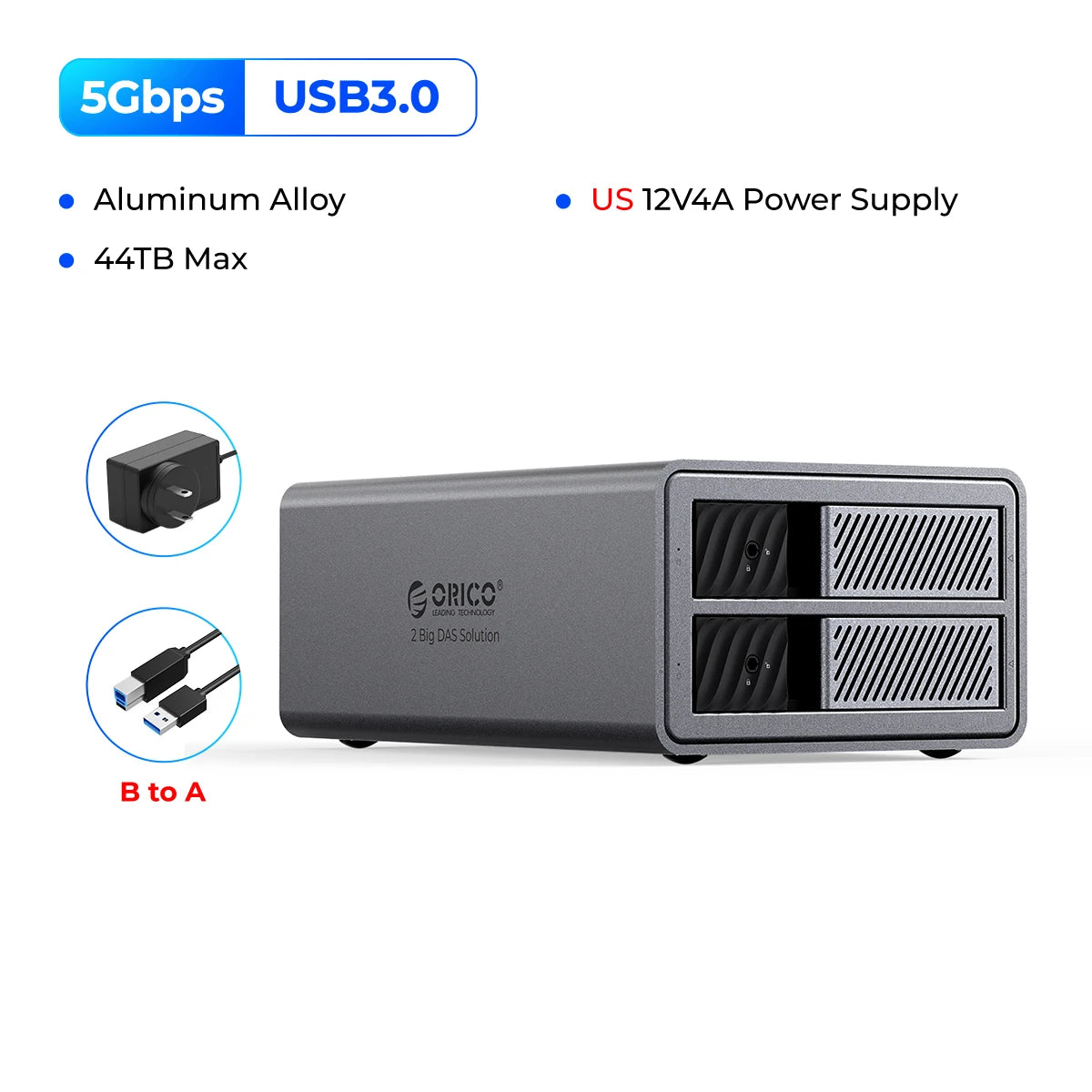 ORICO 3.5" USB 3.0 5Gbps HDD Docking Station 150W Power With Cooling Fan for Professional 5Bay DAS Solution (ProRAID)Series