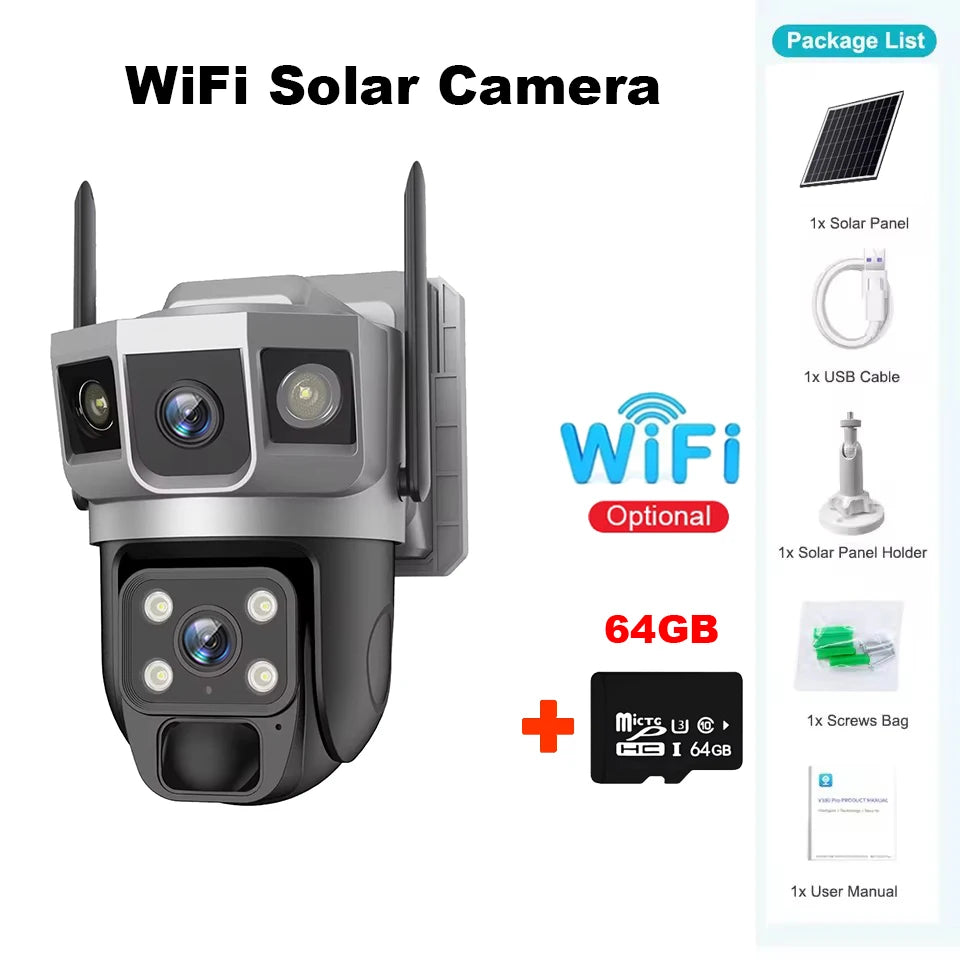4G Camera Solar Powered Built in Battery WiFi Security Smart Home Video Surveillance HD Night Vision Outdoor Wireless IP CCTV
