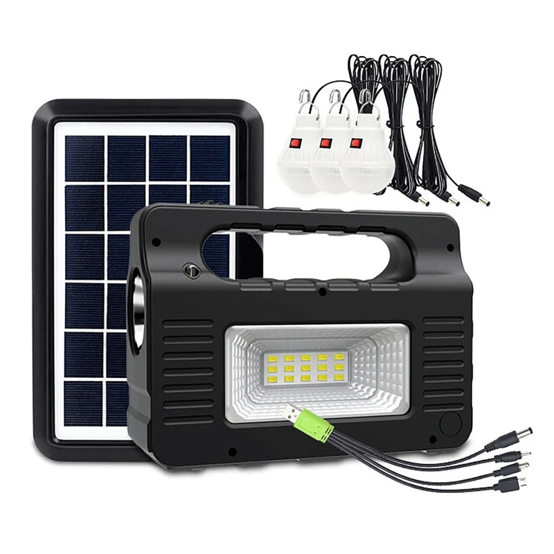 Solar Light Solar Power Panel Generator Kit Home System 3 LED Bulb Highlight Energy Saving Light Solar Lighting with FM Radio