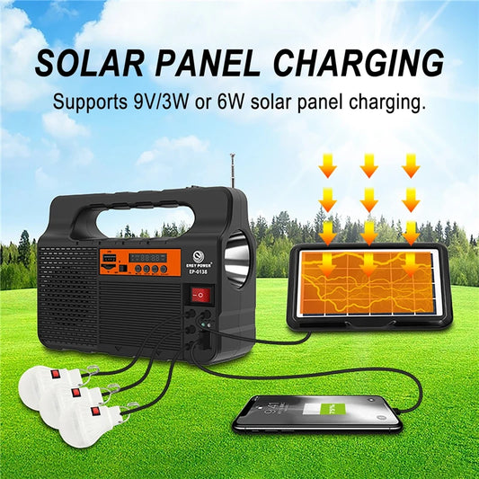 Solar Portable Lighting Solar Power Panel Generator Kit with 3 LED Bulbs Outdoor Camping Hiking Solar Lighting Small Home System