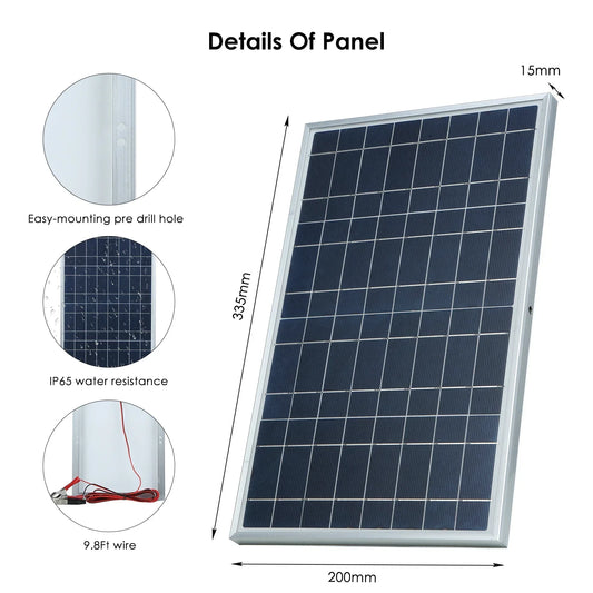 20W/H Solar Panel Kit Complete12V Polycrystalline Power Portable Outdoor Rechargeable Solar Cell Solar Generator for Home