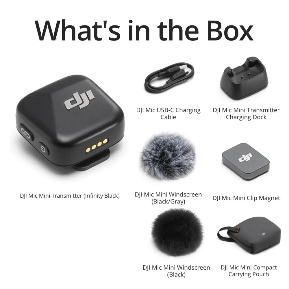 DJI Mic Mini Wireless Microphone with Intelligent Noise Cancelling High-Quality Audio With Stable Transmission