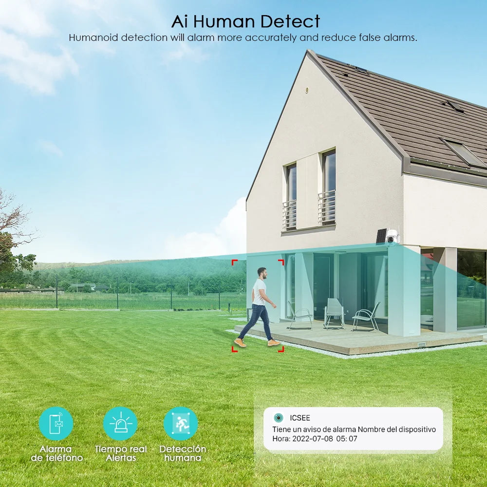 Solar Camera Wifi Outdoor 4MP 2K HD PIR Human Detect CCTV Security Surveillance With Solar Panel Type-C 7800mAh PTZ IP Camera