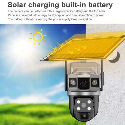 4G Camera Solar Powered Built in Battery WiFi Security Smart Home Video Surveillance HD Night Vision Outdoor Wireless IP CCTV