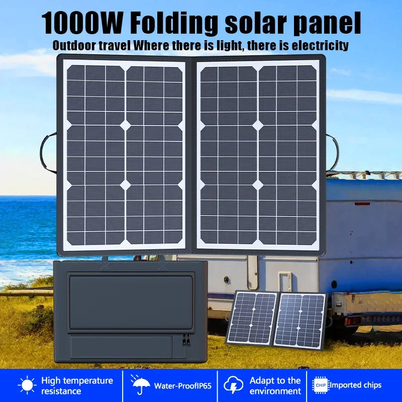 1000W Solar Panel Kit Complete Camping Foldable Solar Power Station Portable Generator Charger 18V for Car Boat Caravan Camp