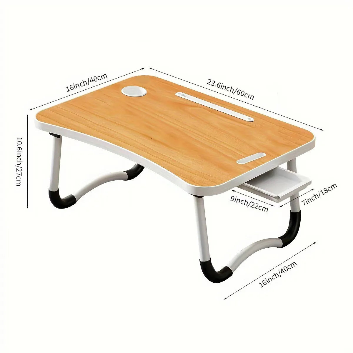 Foldable Simple Small Table with Cup Holder Drawer Bed Desk Lazy Laptop Bed Table Dormitory Study Table Tablet Laptop Stand