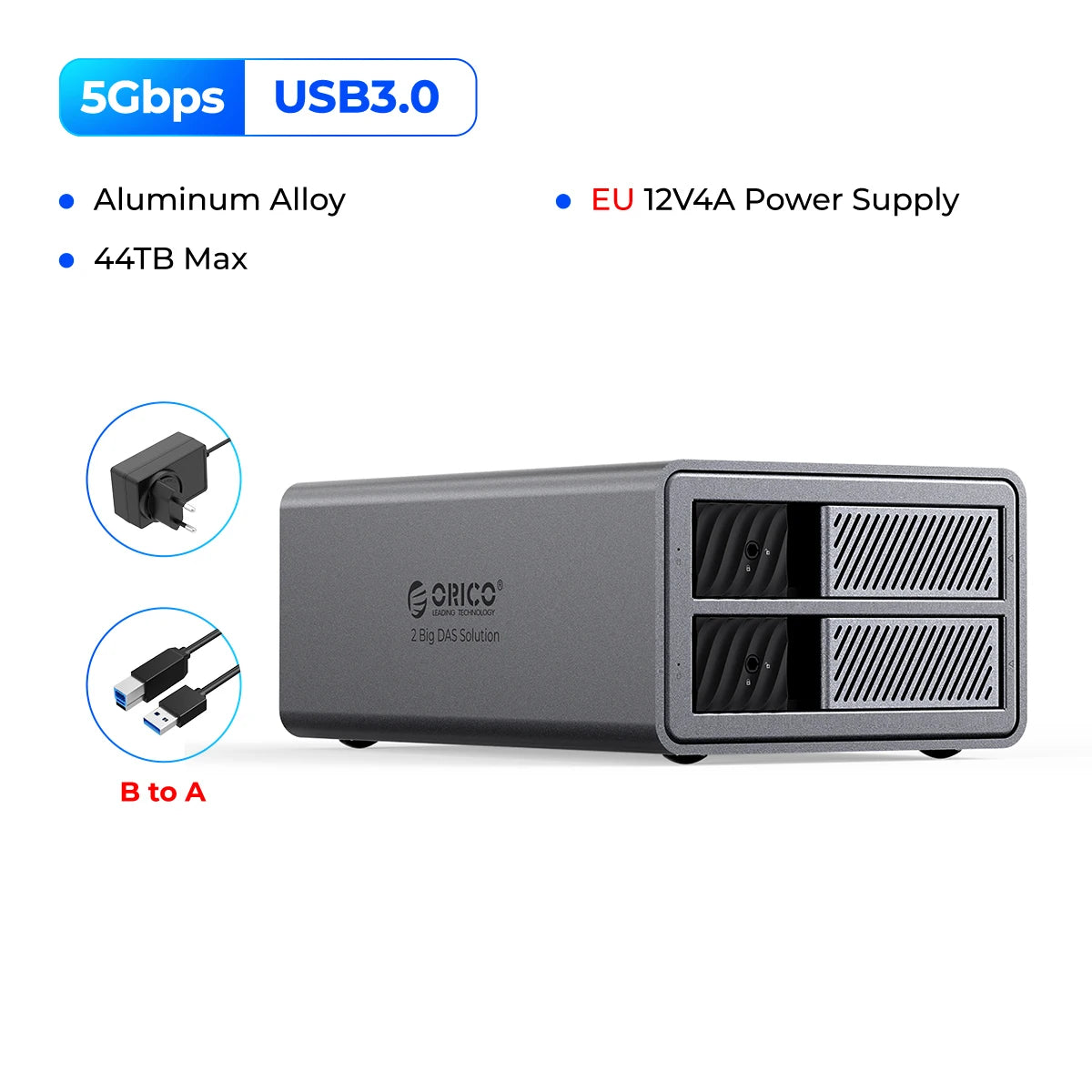 ORICO 3.5" USB 3.0 5Gbps HDD Docking Station 150W Power With Cooling Fan for Professional 5Bay DAS Solution (ProRAID)Series