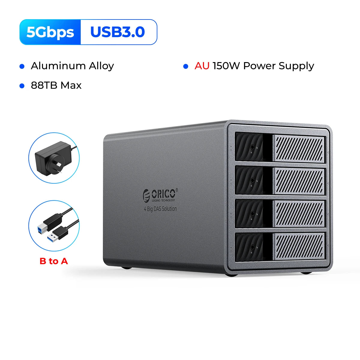 ORICO 3.5" USB 3.0 5Gbps HDD Docking Station 150W Power With Cooling Fan for Professional 5Bay DAS Solution (ProRAID)Series