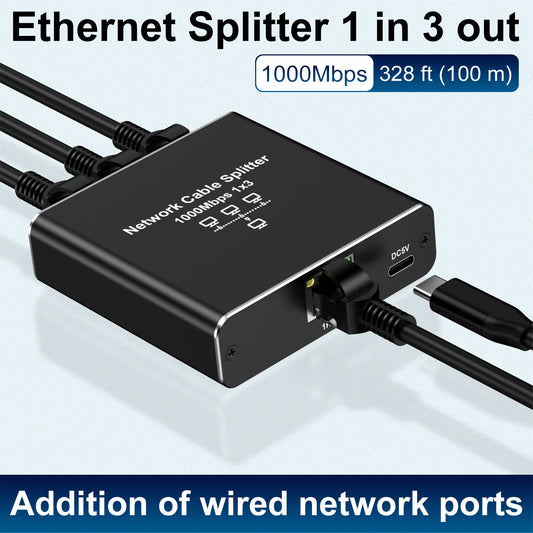 ZoeRax RJ45 Splitter 1 to 2/3/4 Ethernet Adapter Internet Network Cable Extender RJ45 Coupler for PC Laptop TV Box Router