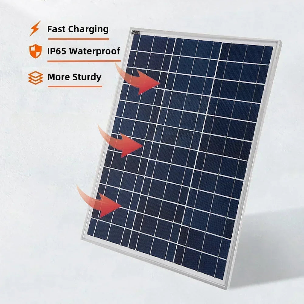 1000W Solar Panel Kit 12V Polycrystalline Portable Outdoor Rechargeable Solar Generator Complete Power Cell Home System