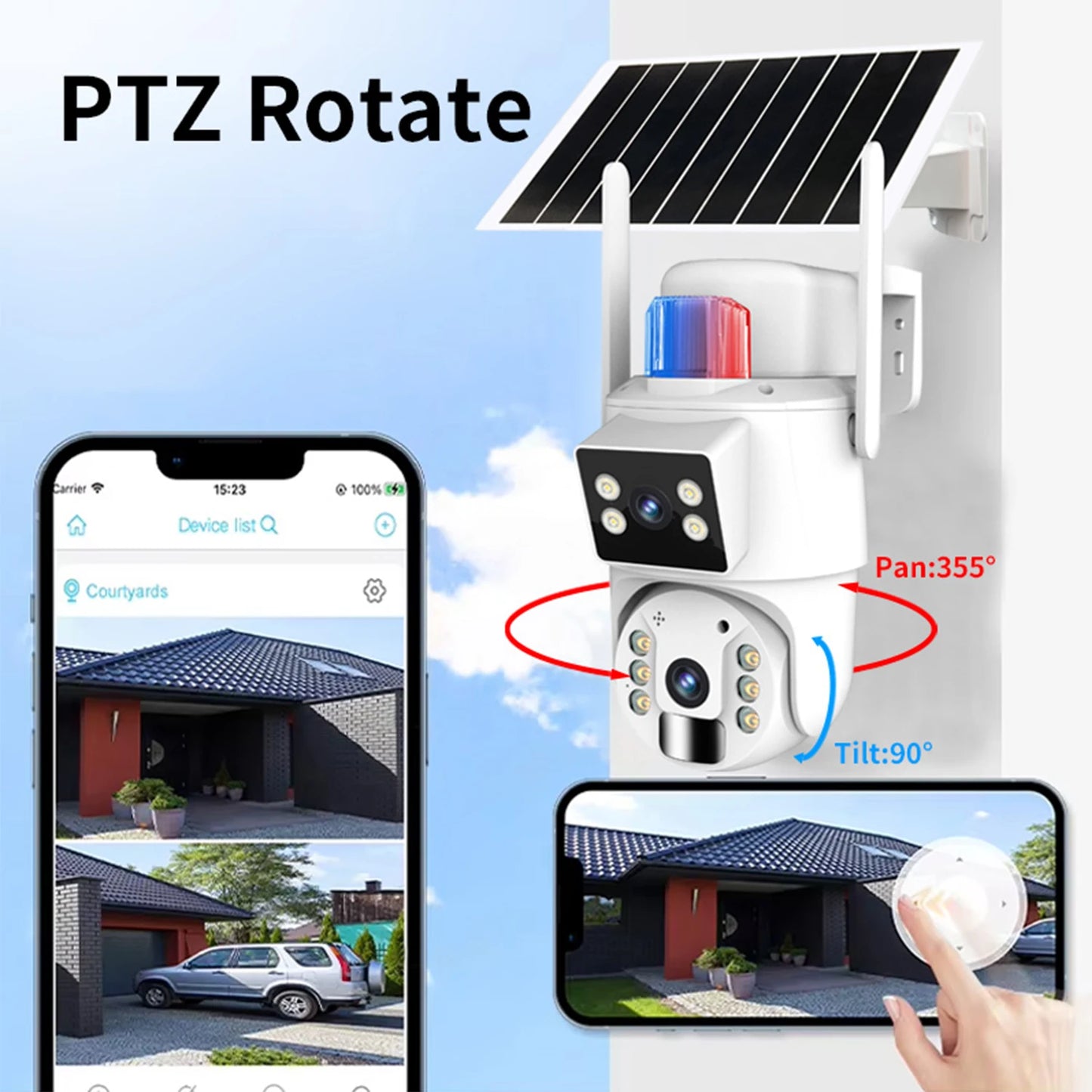 Solar Camera 4G Outdoor Dual Lens 12MP 4K IP Camara With Solar Panel CCTV Security Built in Battery PIR Motion Detection Cam