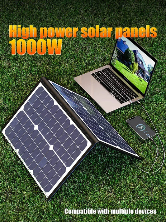 1000W Solar Panel Kit Complete Camping Foldable Solar Power Station Portable Generator Charger 18V for Car Boat Caravan Camp