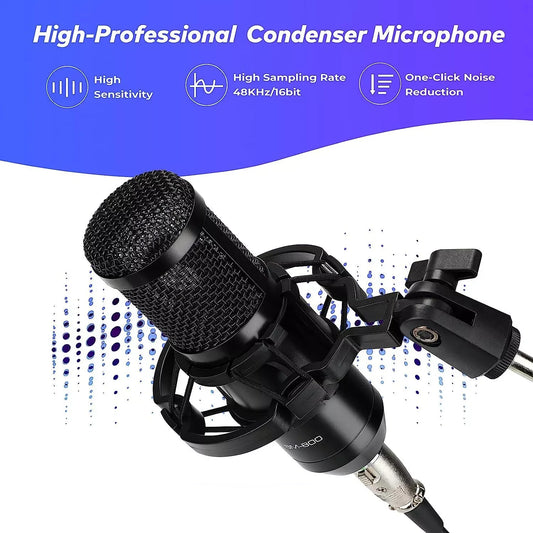 Complete Home Studio Recording Kit Mixer Condenser Microphone for Music Podcast