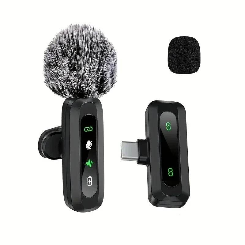 Wireless Lapel Microphone with Clip USB Type-C Connector Noise Cancellation Mic for Streaming Unidirectional Polar Pattern