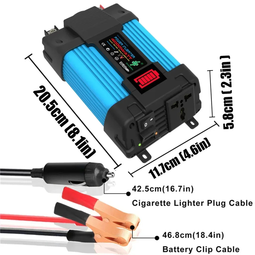 600W Portable Solar Inverter Kit Portable 4000W Solar Generator Kit | 12V Battery to 110V/220V AC Power – Ideal for RV, Camping
