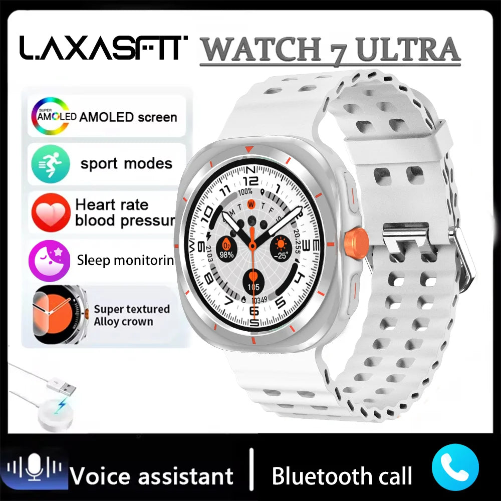 LAXASFIT Watch GT7 Ultra Smartwatch Bluetooth Talk HD AMOLED Screen Fitness Tracker Health Monitoring Smartwatch for Android IOS