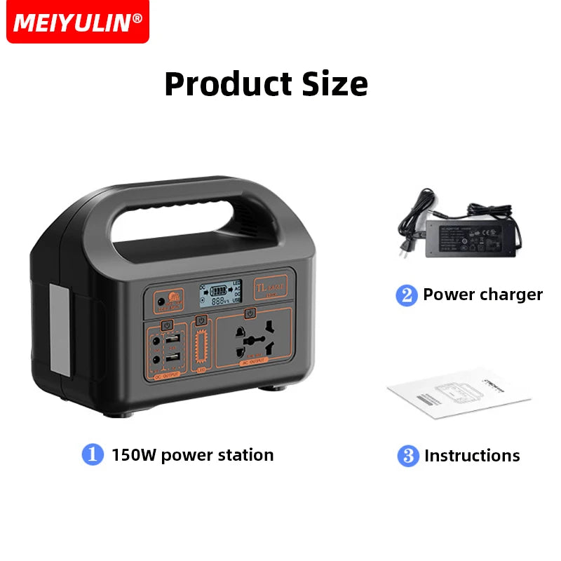 150W Portable Power Station 144Wh 220V 110V Solar Generator USB AC External Spare Battery Charger for Outdoor Camping Powerbank