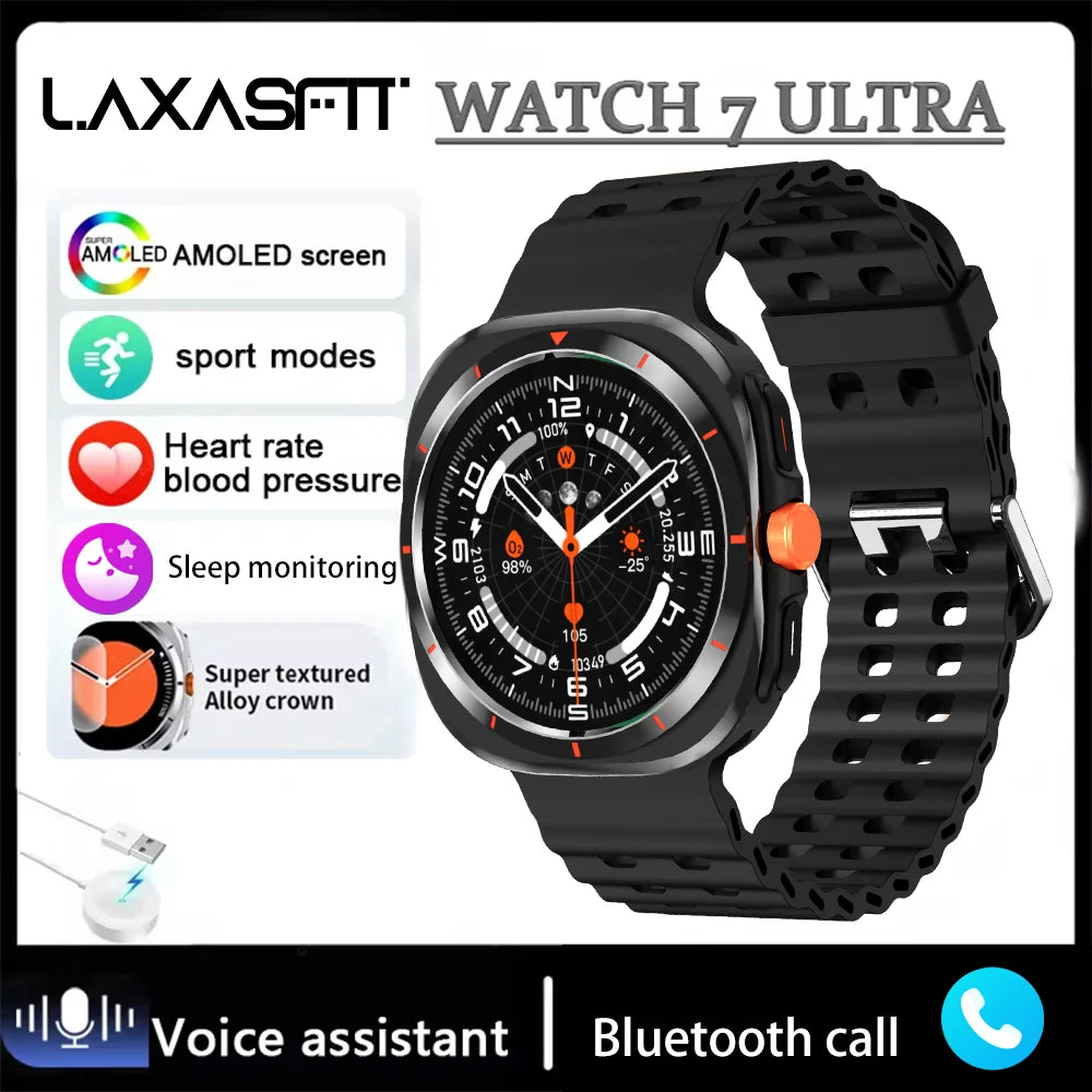 LAXASFIT Watch GT7 Ultra Smartwatch Bluetooth Talk HD AMOLED Screen Fitness Tracker Health Monitoring Smartwatch for Android IOS