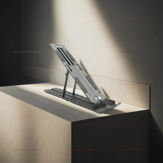 2025 New Adjustable Laptop Stand for Desk Portable Metal Foldable Riser Compatible With 10-18 Inch Laptops Tablet Ergonomic Grey