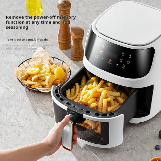 New visual 5-liter large capacity air fryer Multifunctional household touch color screen electric fryer