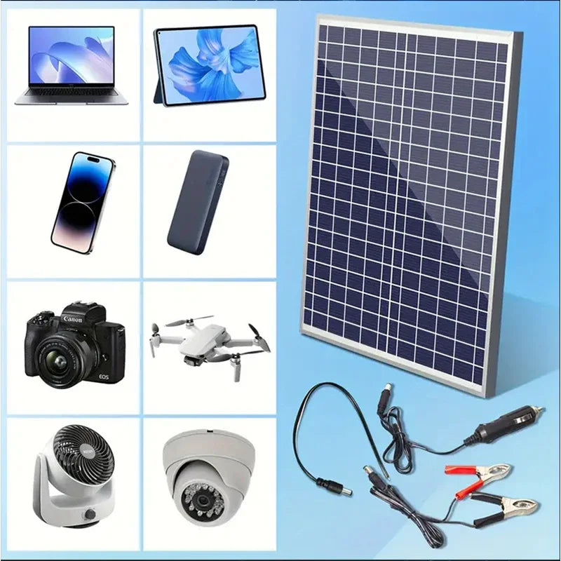 1000W Solar Panel Kit 12V Polycrystalline Portable Outdoor Rechargeable Solar Generator Complete Power Cell Home System