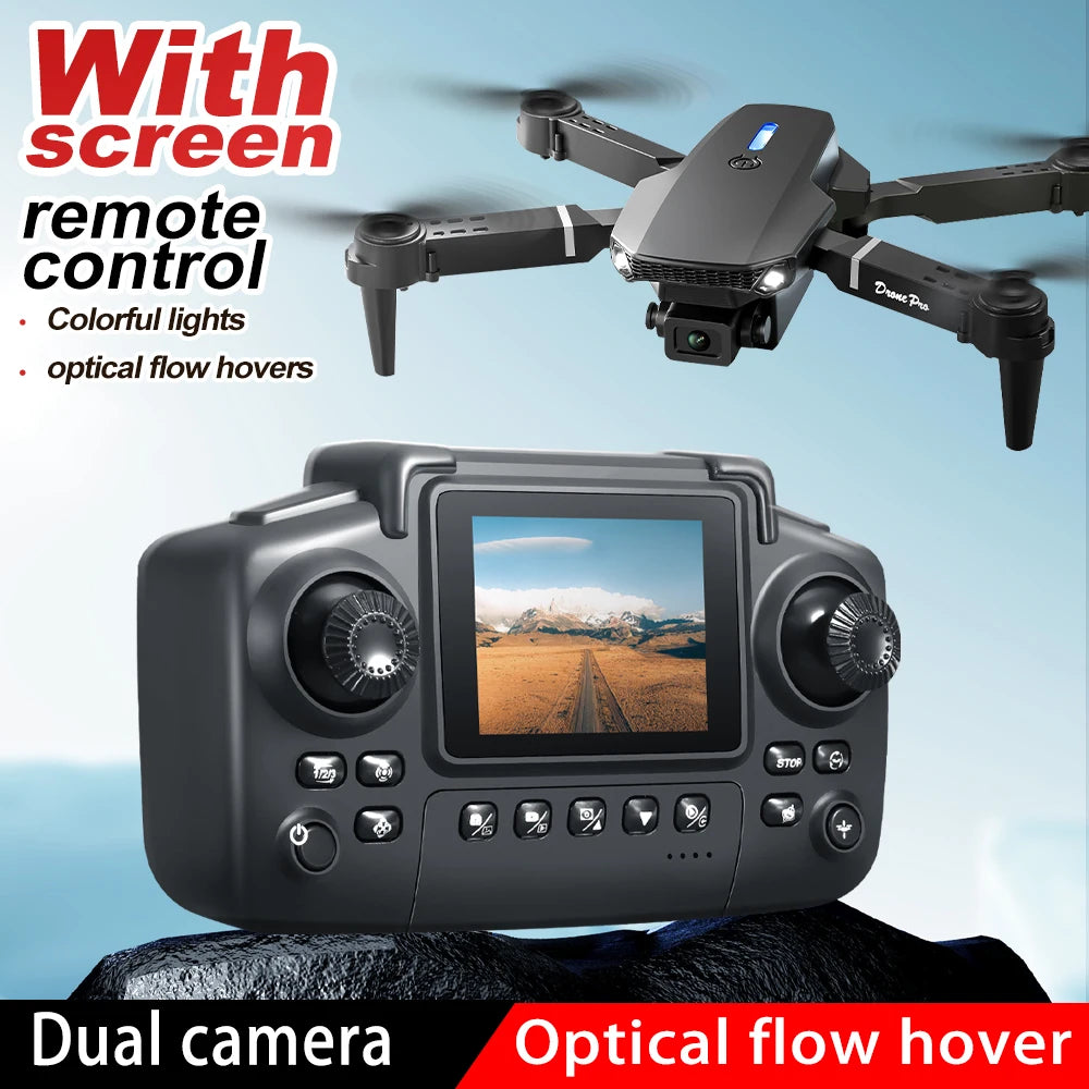 2025 New E88/E99 4K Dual Camera RC Dron FPV with Screen Quadcopter Children's Novice Toy Airplane Optical Flow Positioning Drone
