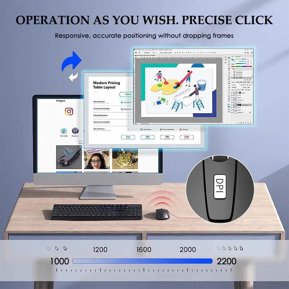 2.4G Portable Wireless Mouse Ergonomic Mice For Laptop iPad Tablet Notebook Mobile Phone Optical Office Gaming Mouse USB Adapter