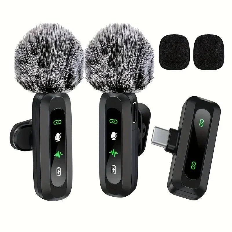 Wireless Lapel Microphone with Clip USB Type-C Connector Noise Cancellation Mic for Streaming Unidirectional Polar Pattern