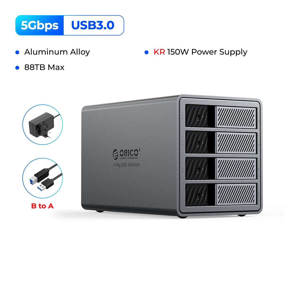 ORICO 3.5" USB 3.0 5Gbps HDD Docking Station 150W Power With Cooling Fan for Professional 5Bay DAS Solution (ProRAID)Series