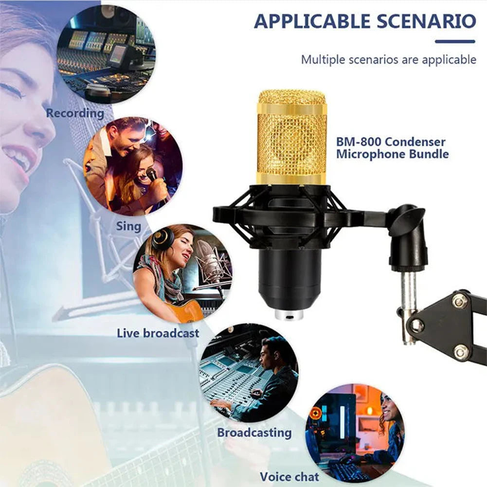 V8S Audio Mixer USB External Headset Microphone Webcast Personal Live Broadcast Sound Card with BM800 Microphone