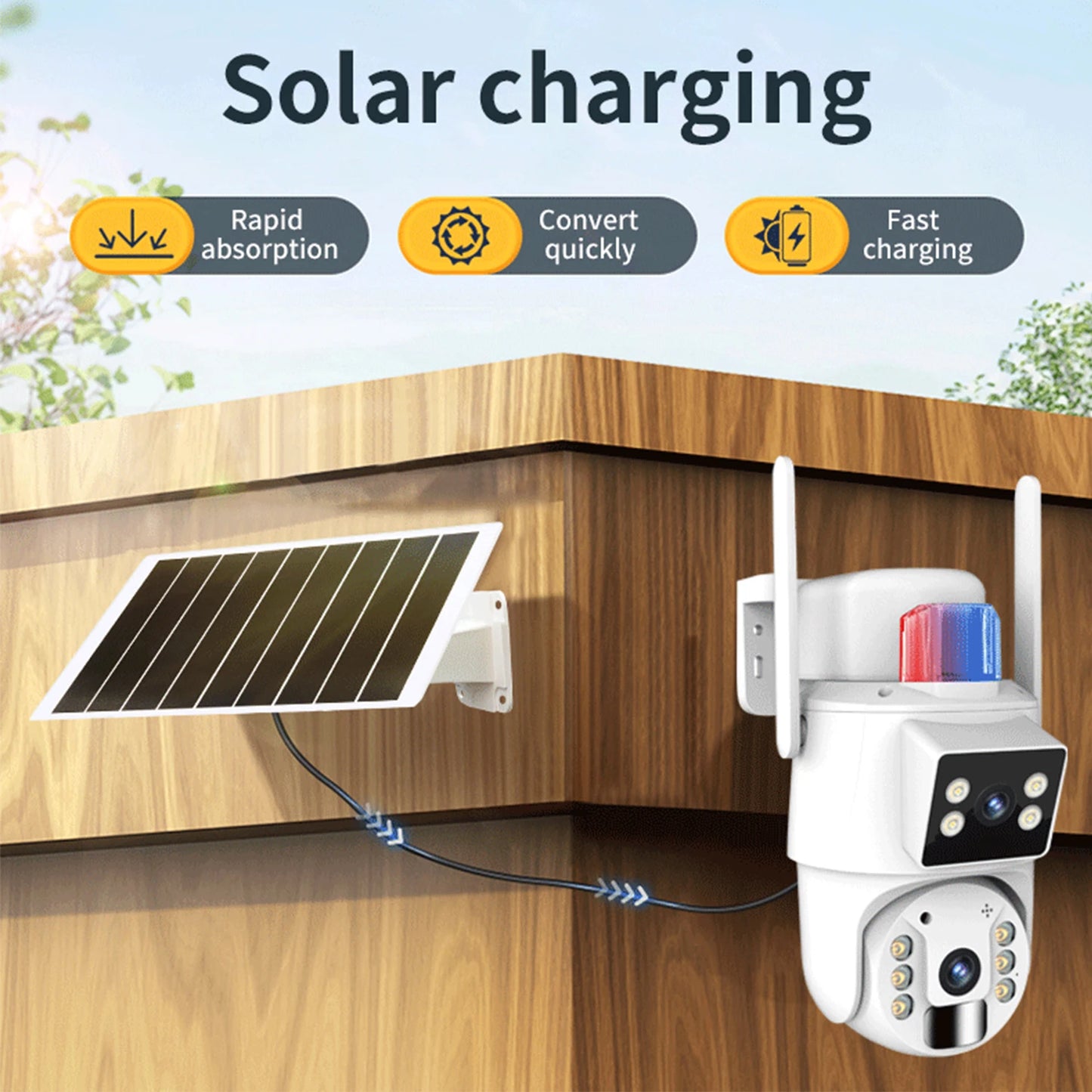 Solar Camera 4G Outdoor Dual Lens 12MP 4K IP Camara With Solar Panel CCTV Security Built in Battery PIR Motion Detection Cam
