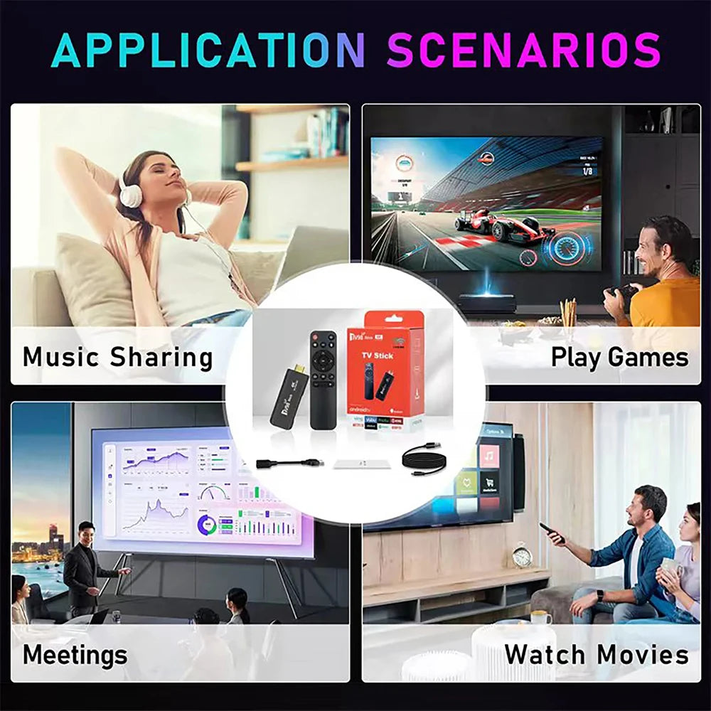 TV Stick For Android 12 ATV With TV App 4K 3D TV Box Dual WiFi 2.4G&5G Voice Assistant Control Media Player TV Receiver Set Top