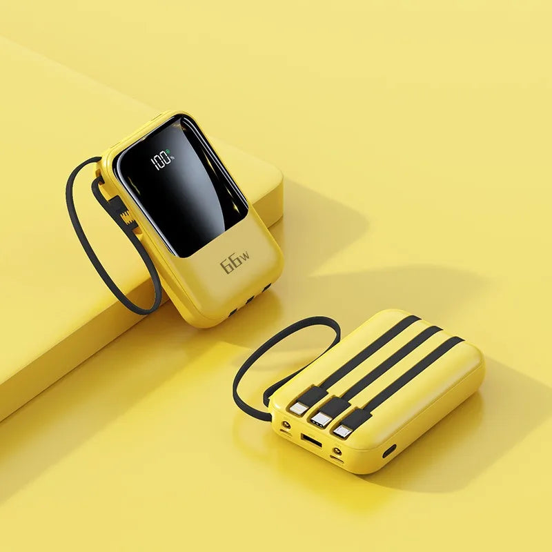 66W Fast Charging Mini Comes with Line Power Bank 20000 MAh Large Capacity Fast Charging Portable Mobile Power Supply for Xiaomi