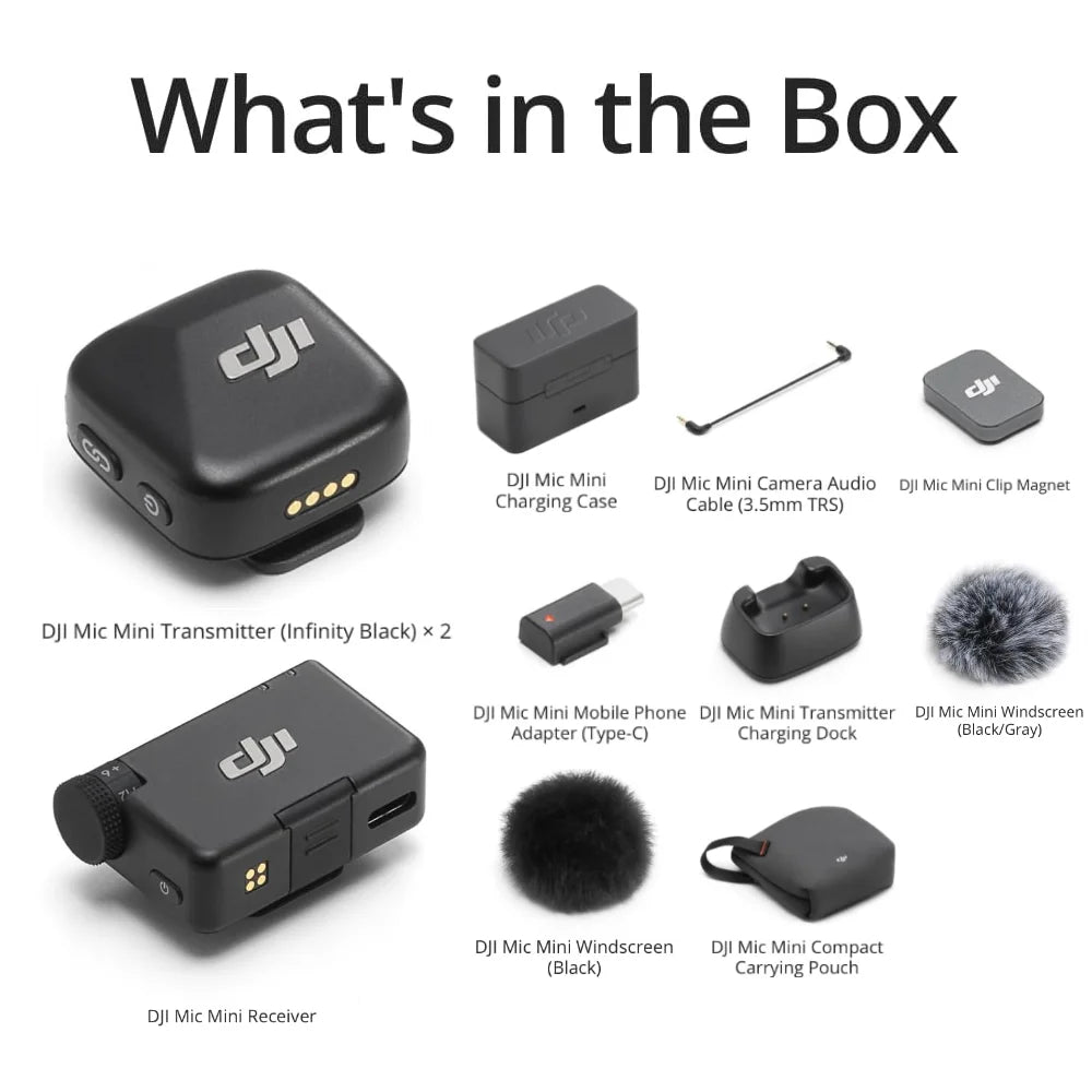 DJI Mic Mini Wireless Microphone with Intelligent Noise Cancelling High-Quality Audio With Stable Transmission