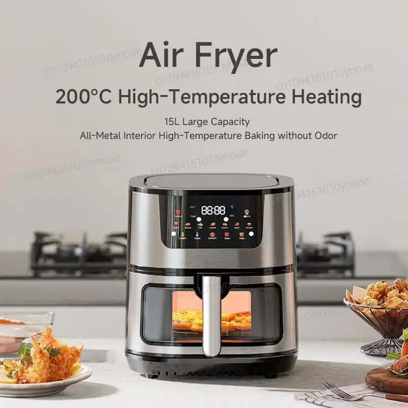 15L Commercial Air Fryer Large Capacity Air Fryer Visible Stainless Steel Multifunctional Cross-border Electric Fryer