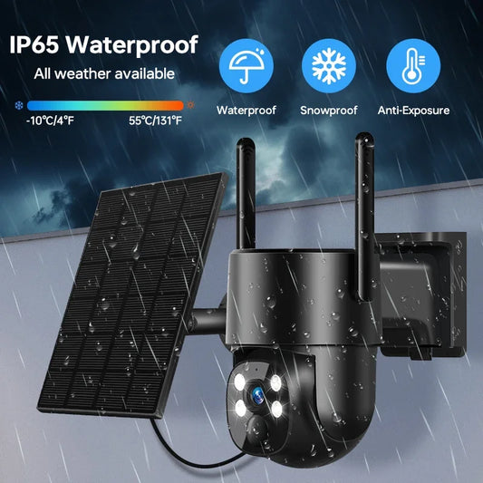 Wireless Solar Camera Outdoor 4MP HD Wireless Security CCTV Waterproof Night Vision PIR Human Detection PTZ with Solar Panel