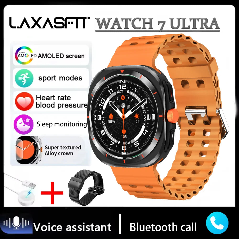 LAXASFIT Watch GT7 Ultra Smartwatch Bluetooth Talk HD AMOLED Screen Fitness Tracker Health Monitoring Smartwatch for Android IOS