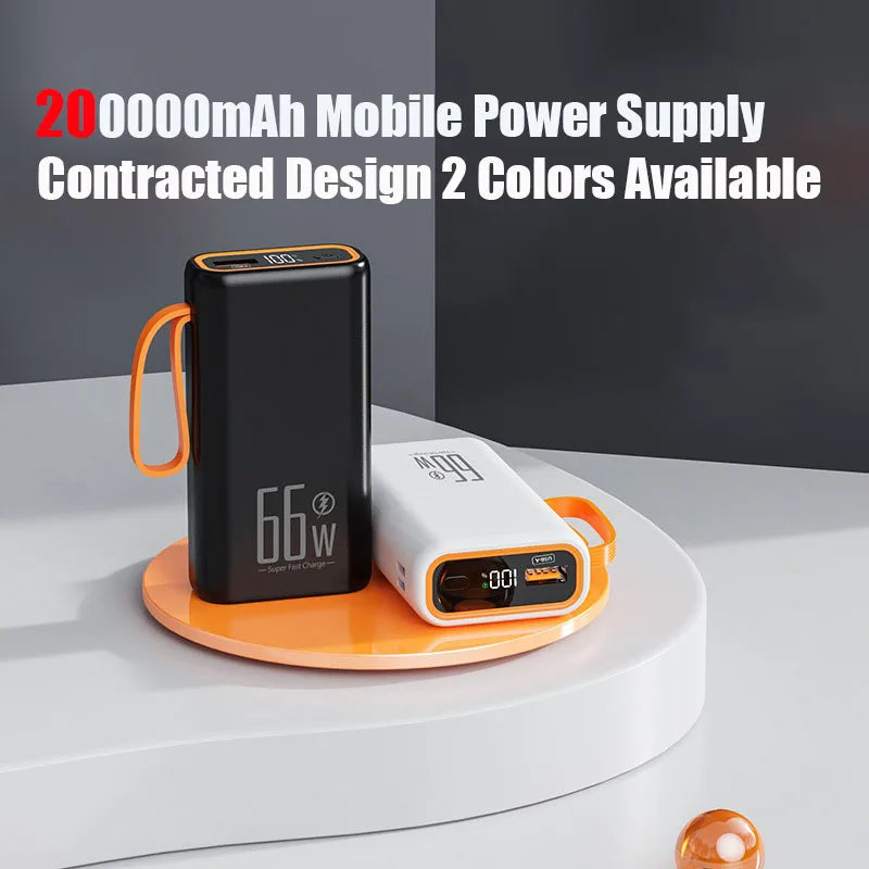 200000mAh Handheld Large Capacity Power Bank Supports 66W Fast Charging Suitable For Outdoor Camping And Mobile Phone Charging