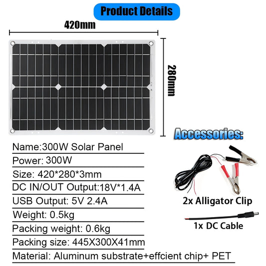 Inverter 6000W Solar Panel 2*300W 12V Portable Solar Generator Power Bank 30A Controller Kit Solar for Home Camping Station