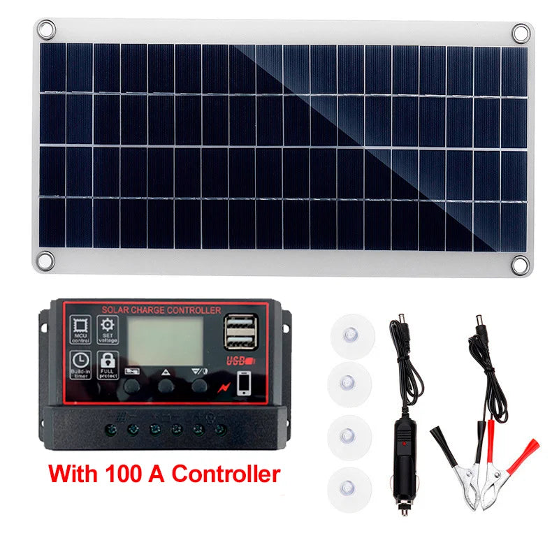 1000W Flexible Solar Panel Kit With 2 USB Complete Portable Power Generator Solar Electric Station For Home Car Yacht RV Boat
