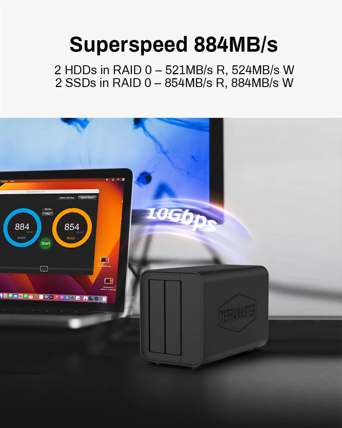 TERRAMASTER D2-320 USB RAID Enclosure – USB 3.2 Gen 2 10Gbps Type C Supports RAID 0, 1, Single, JBOD (Diskless)