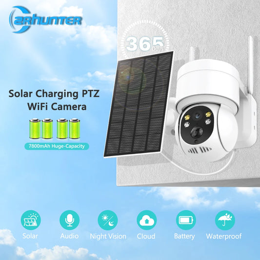 Solar Camera Wifi Outdoor 4MP 2K HD PIR Human Detect CCTV Security Surveillance With Solar Panel Type-C 7800mAh PTZ IP Camera