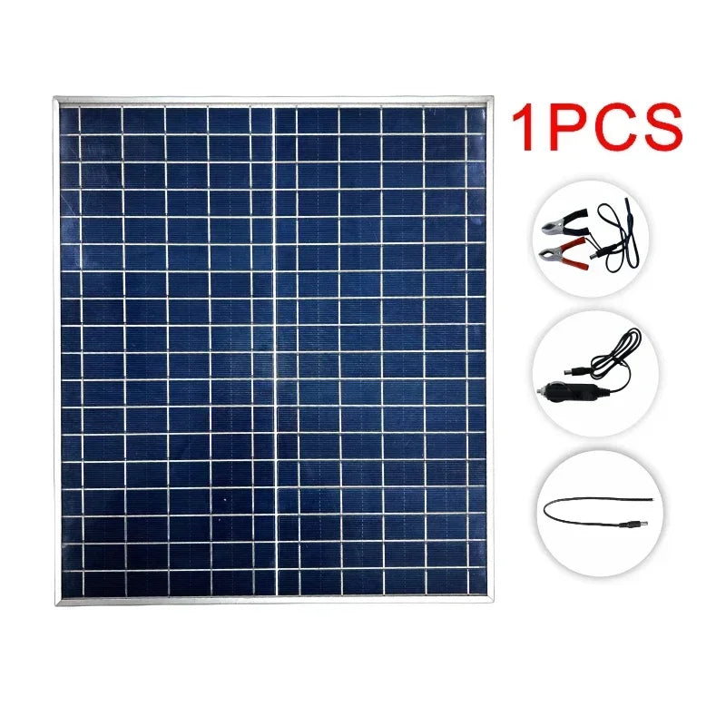 1000W Solar Panel Kit 12V Polycrystalline Portable Outdoor Rechargeable Solar Generator Complete Power Cell Home System