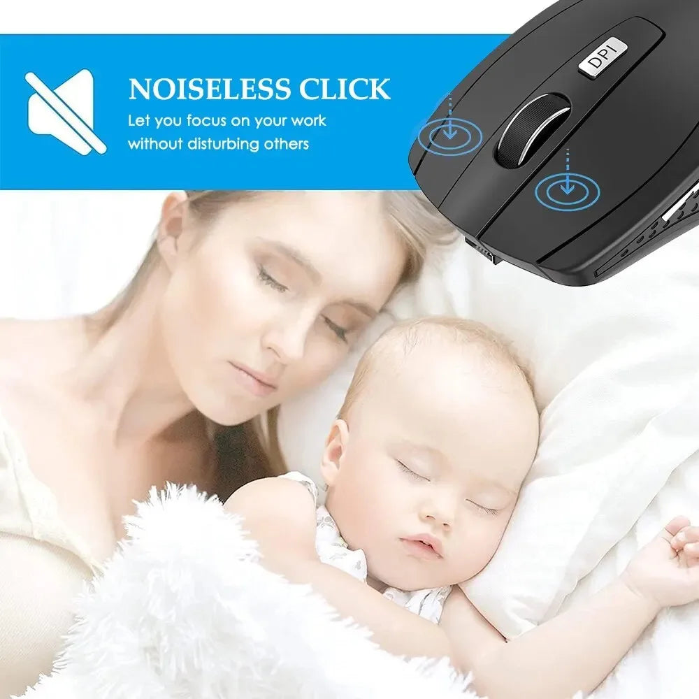 Wireless Mouse 2.4G Silent Mouse USB Portable Office Mouse Mobile Optical Mouse Adjustable 1600DPI Mouse for Notebook PC Laptop