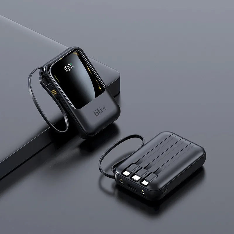 66W Fast Charging Mini Comes with Line Power Bank 20000 MAh Large Capacity Fast Charging Portable Mobile Power Supply for Xiaomi