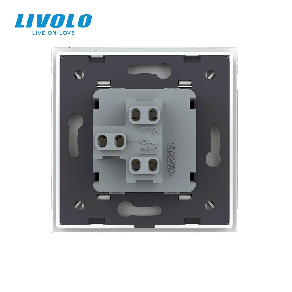 Livolo Mechanical Switch Luxury Crystal Glass Panel,Push Button 1 Gang 2 Way Switch, Keyboard Traditional Switch,22.5mm*45mm