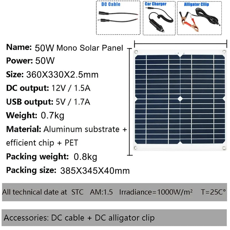 6000W 4000W Power System 12V 50W Solar Panel 50A Controller Solar Power Generator Emergency Battery Charger 12V to 220V Inverter